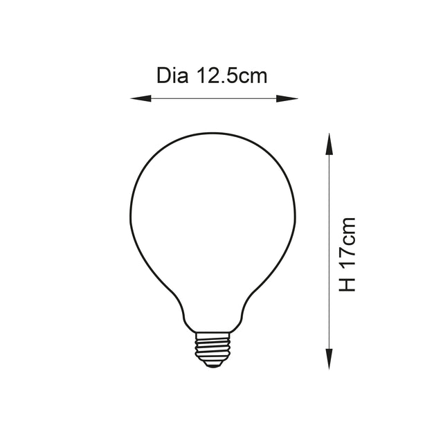 Endon E27 LED Filament Opaline 125mm Globe 12w 3000k 1400lm Dimmable - Comet Lighting