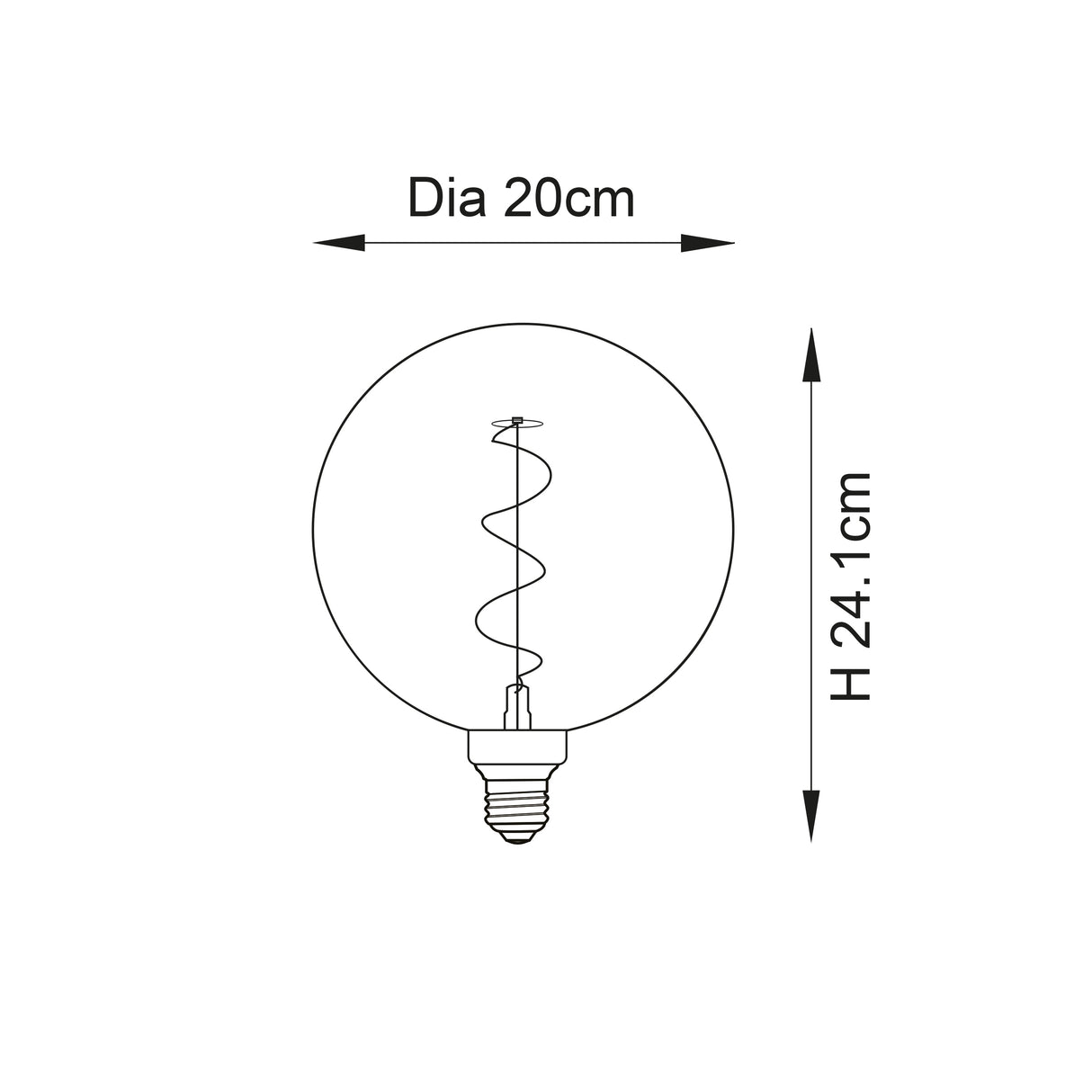 Endon E27 LED Filament Spiral XL Amber 4w 2000k 320lm - Comet Lighting