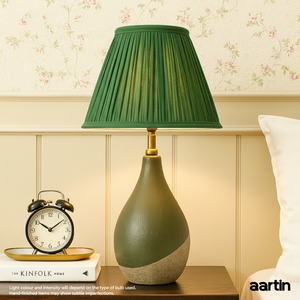 AARTIN IRIS TABLE LAMP IN GREEN & BEIGE TEXTURED CERAMIC (BASE ONLY)