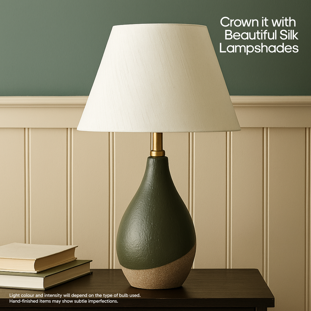 AARTIN IRIS TABLE LAMP IN GREEN & BEIGE TEXTURED CERAMIC (BASE ONLY)