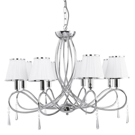 Searchlight Simplicity Chrome 8 Light Glass Drops White Shades