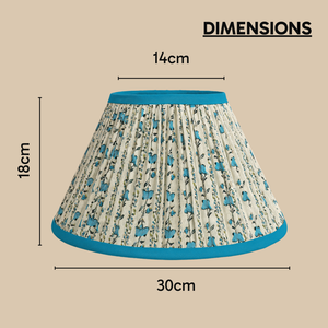 AARTIN 30 CM BLUE WILLOW EMPIRE GATHERED LAMPSHADE IN COTTON