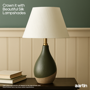 AARTIN IRIS TABLE LAMP IN GREEN & BEIGE TEXTURED CERAMIC (BASE ONLY)