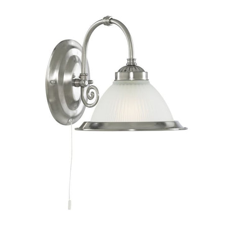 Searchlight American Diner Silver Wall Light Ribbed Glass