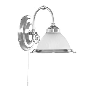 Searchlight American Diner Silver Wall Light Ribbed Glass - Comet Lighting