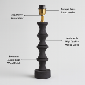 AARTIN NOVA TABLE LAMP IN WOOD WITH MATTE BLACK FINISH (BASE ONLY)