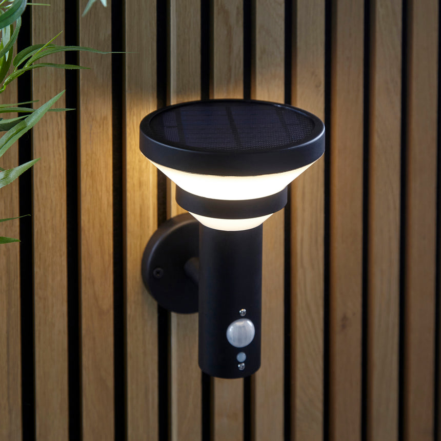 Halton Solar Wall Light Matt Black w/ Sensor