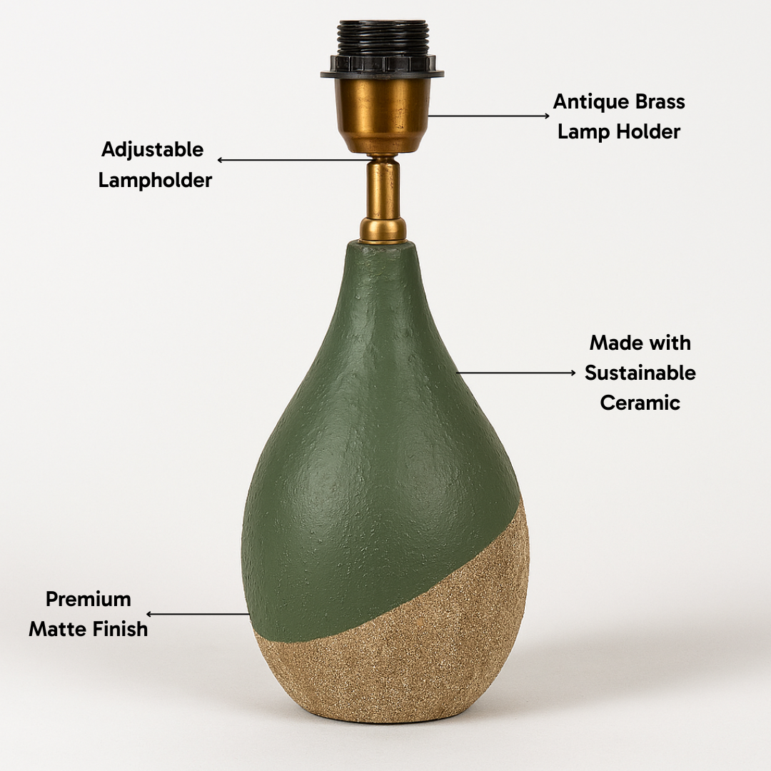 AARTIN IRIS TABLE LAMP IN GREEN & BEIGE TEXTURED CERAMIC (BASE ONLY)