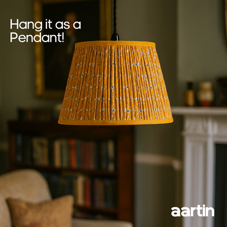 AARTIN 35 CM GOLDEN CIRCUIT STRAIGHT EMPIRE GATHERED LAMPSHADE IN COTTON