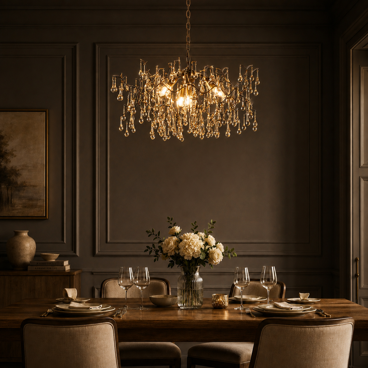Spey 4Lt Pendant Ceiling Light Aged Gold Paint & Champagne Lustre Glass