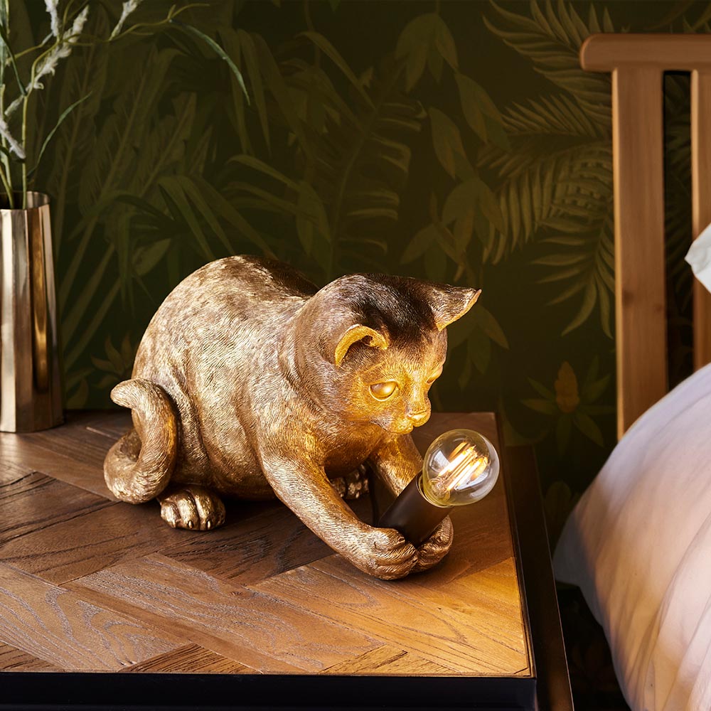 Kitten Table Vintage gold paint & matt black