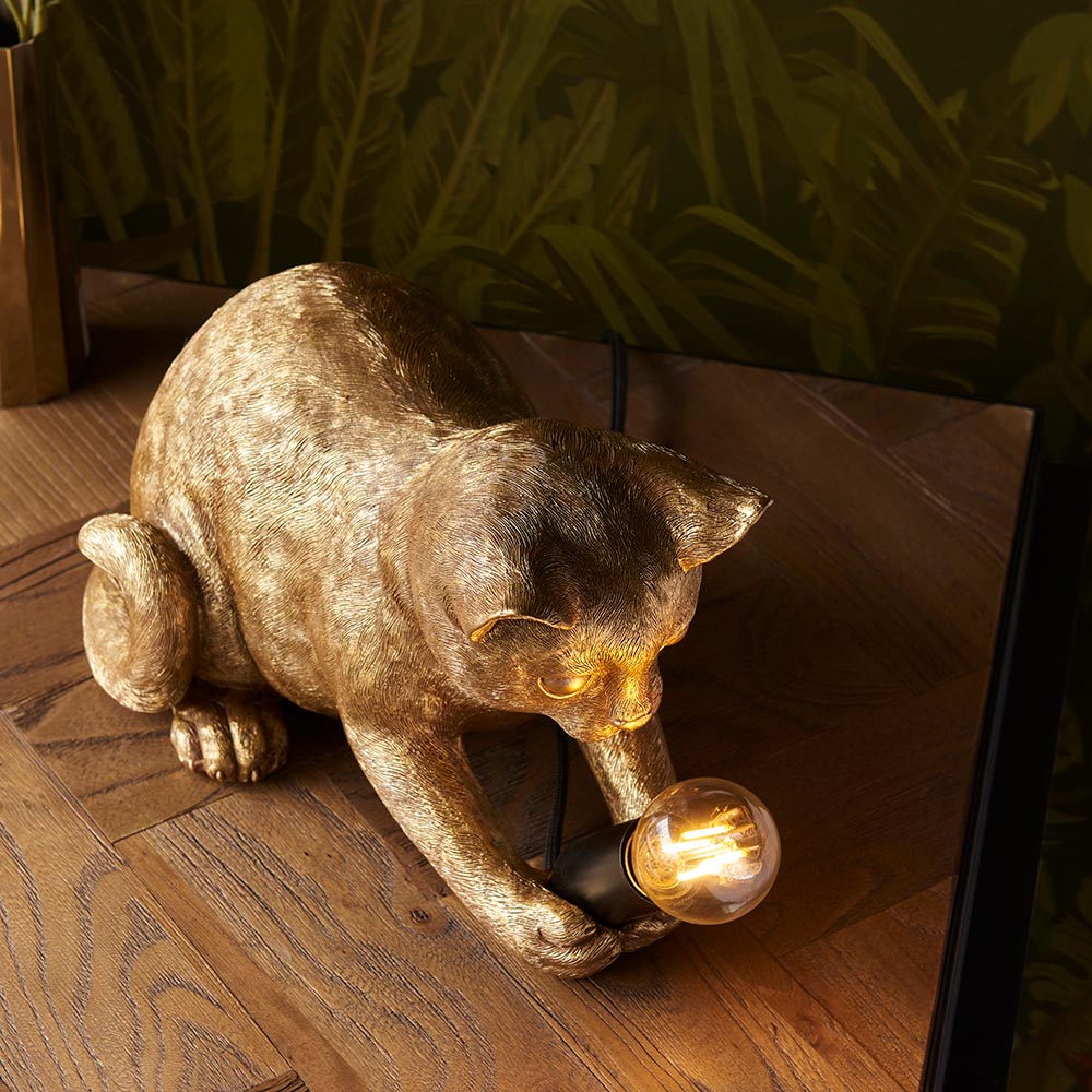 Kitten Table Vintage gold paint & matt black