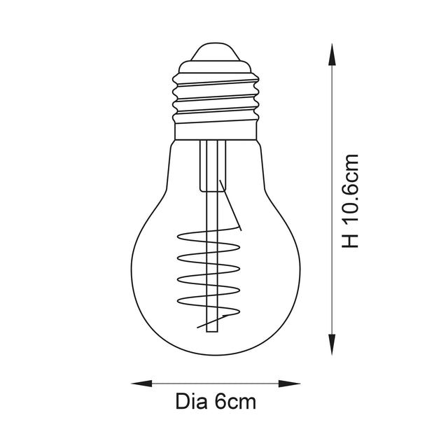 Endon E27 LED Spiral GLS Filament 4w 2200k 265lm Dimmable - Comet Lighting