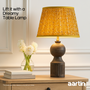 AARTIN 35 CM GOLDEN CIRCUIT STRAIGHT EMPIRE GATHERED LAMPSHADE IN COTTON