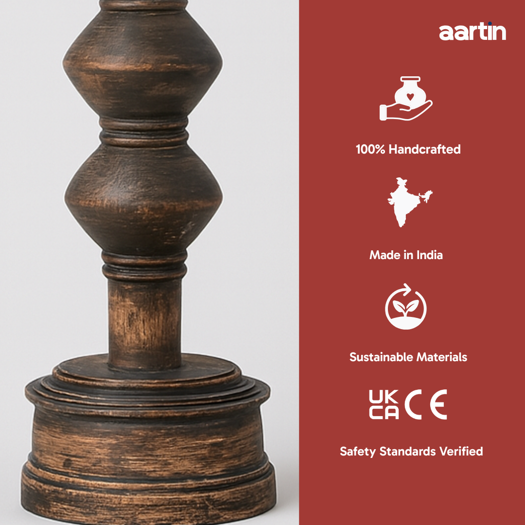 AARTIN JUNO TABLE LAMP IN WOOD WITH DARK NATURAL WOOD FINISH (BASE ONLY)