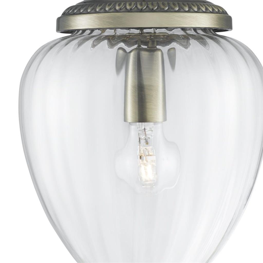 Moscow Pendant  - Antique Brass Metal & Ribbed Glass