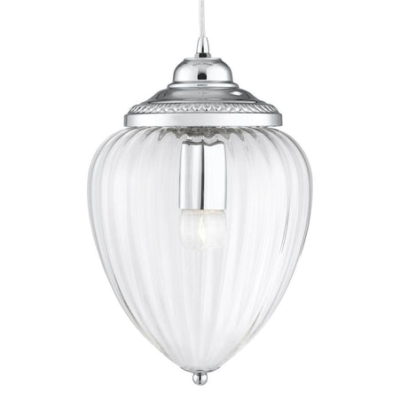 Moscow Pendant  - Chrome Metal & Ribbed Glass - Comet Lighting