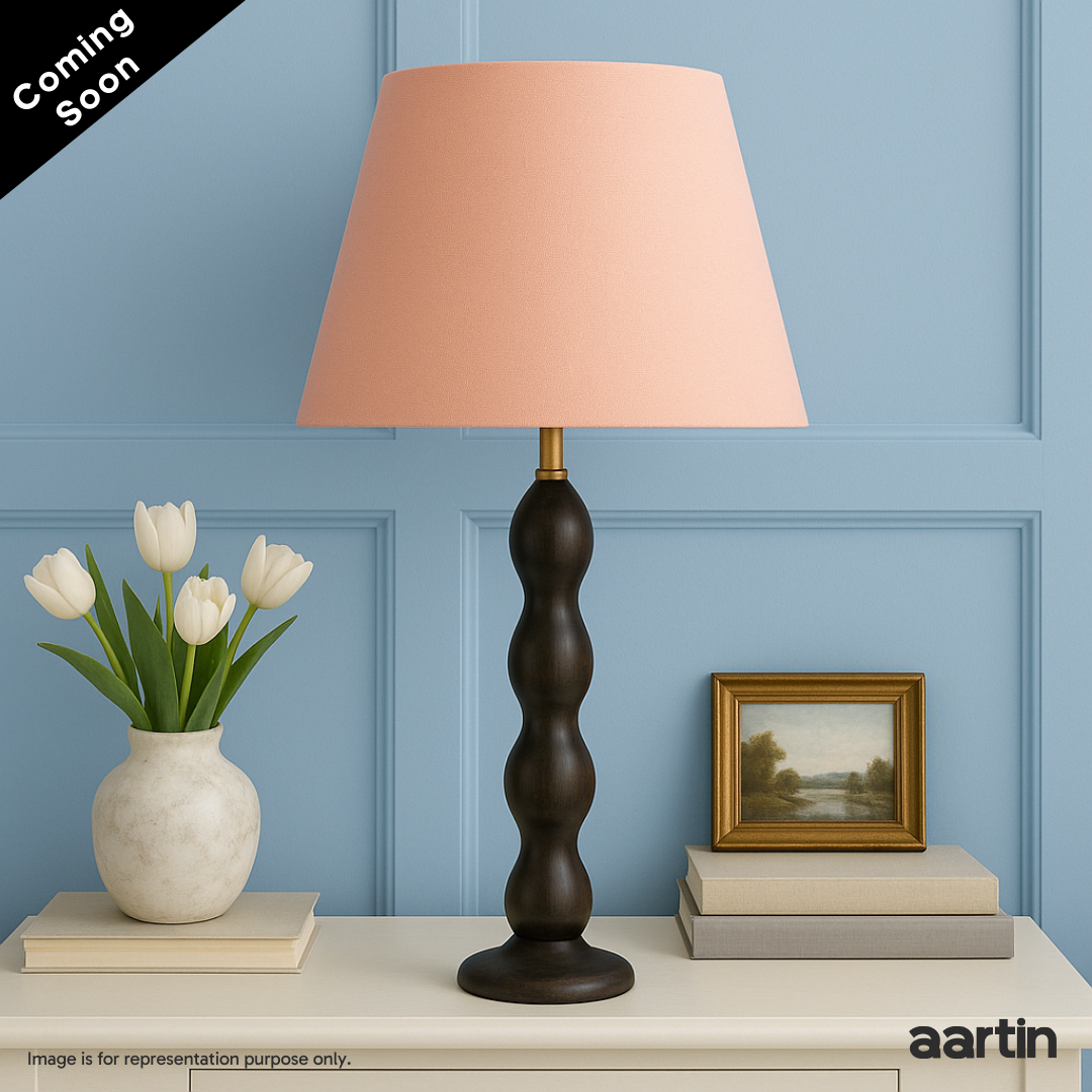 AARTIN RIPPLE TABLE LAMP IN WOOD WITH EBONY FINISH (BASE ONLY)