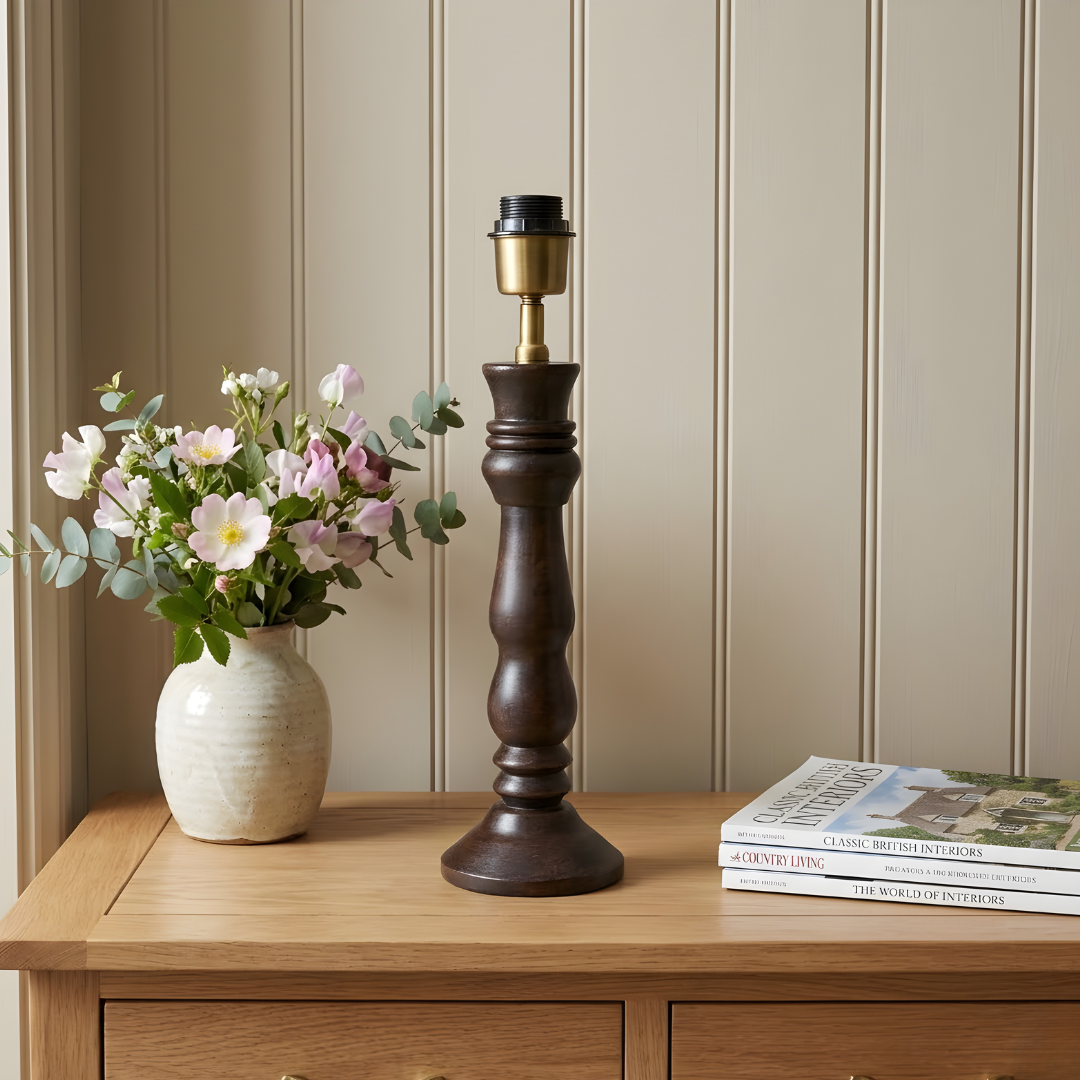 AARTIN Orla Wood Table Lamp - Dark Wood Finish ( Base Only )