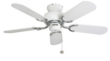 Capri 36inch Ceiling Fan without Light White & Stainless Steel