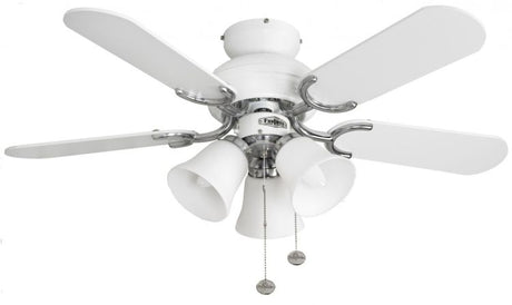 Capri Combi 36inch Ceiling Fan with Light White & Stainless Steel