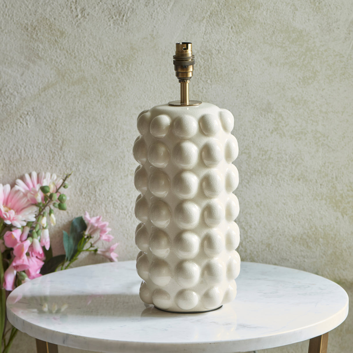 Bobble Table Base Lamp - Gloss vintage white crackle glaze