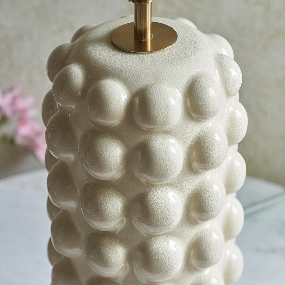 Bobble Table Base Lamp - Gloss vintage white crackle glaze