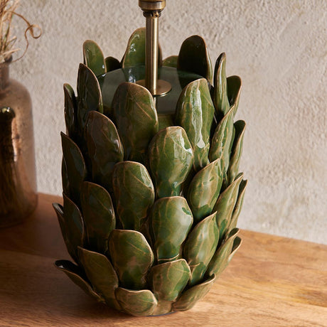 Layered Leaf Table Base Lamp - Dark olive