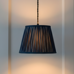 AARTIN 35 CM Blue & White Stripes Cotton Lampshade - Straight Empire ( Shade Only )