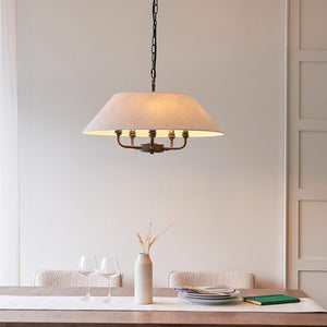 Lille 5lt Pendant Matt black & natural faux linen