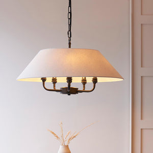 Lille 5lt Pendant Matt black & natural faux linen