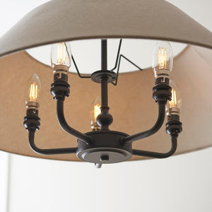 Lille 5lt Pendant Matt black & natural faux linen