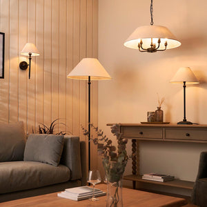 Lille 5lt Pendant Matt black & natural faux linen