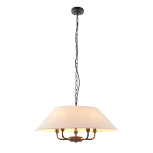 Lille 5lt Pendant Matt black & natural faux linen