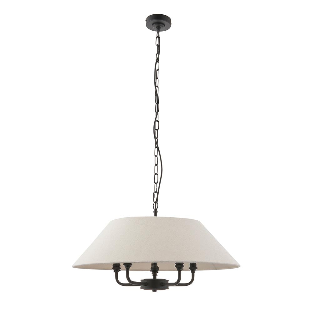 Lille 5lt Pendant Matt black & natural faux linen