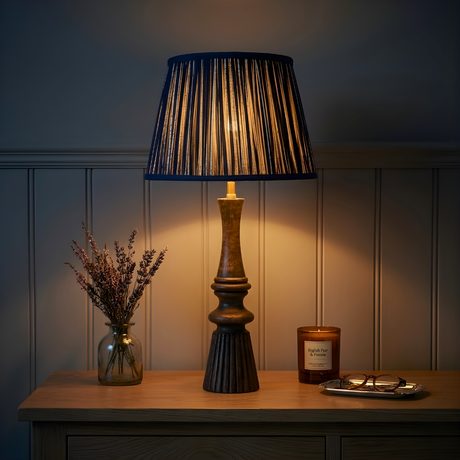 AARTIN 35 CM Blue & White Stripes Cotton Lampshade - Straight Empire ( Shade Only )