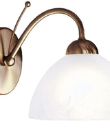 Milanese Wall Light  - Antique Brass Metal & Alabaster Glass