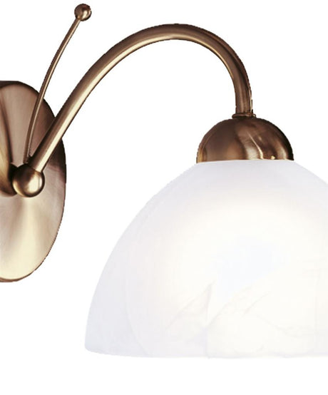 Milanese Wall Light  - Antique Brass Metal & Alabaster Glass - Comet Lighting
