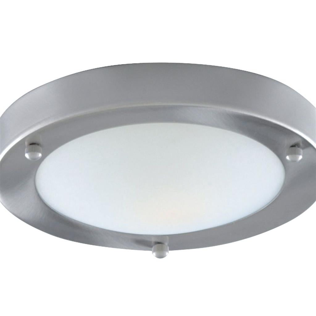 Dublin Bathroom Flush - Satin Silver & Acid Glass