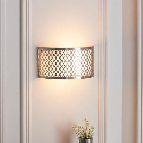 Cordero 2lt Wall Satin nickel plate, white fabric & frosted glass
