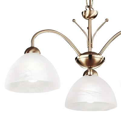 Milanese 3Lt Pendant - Antique Brass Metal & Alabaster Glass - Comet Lighting