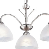 Milanese 3Lt Pendant - Satin Silver Metal & Alabaster Glass