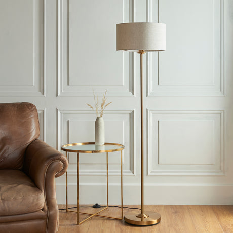 Highclere Single Floor Lamp - Vintage brass