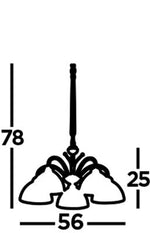 Milanese 5Lt Pendant - Satin Silver Metal & Alabaster Glass - Comet Lighting