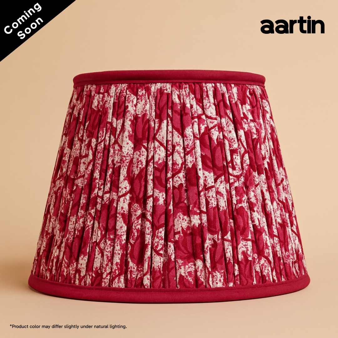 AARTIN 35 CM CRIMSON BLOOMS STRAIGHT EMPIRE GATHERED LAMPSHADE IN COTTON