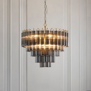 Toulouse 12lt Pendant Light - Smooth smokey grey - Comet Lighting
