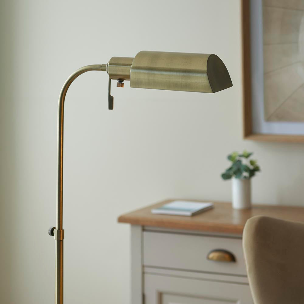 Pharmacy Reader Floor Light - Antique brass