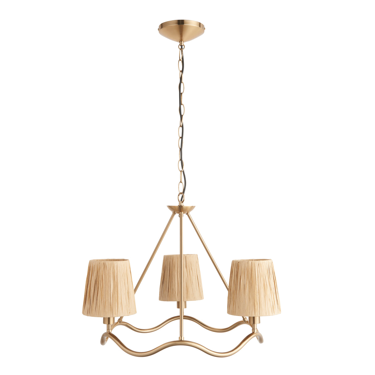 Wriggle 3lt Pendant Light - Brushed aged brass