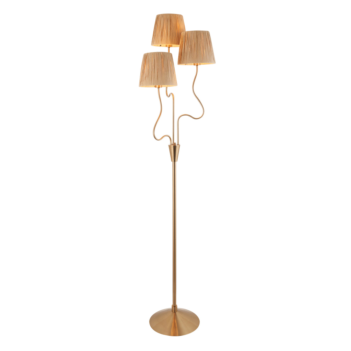 Wriggle 3lt Floor Light - Brushed aged brass - Comet Lighting