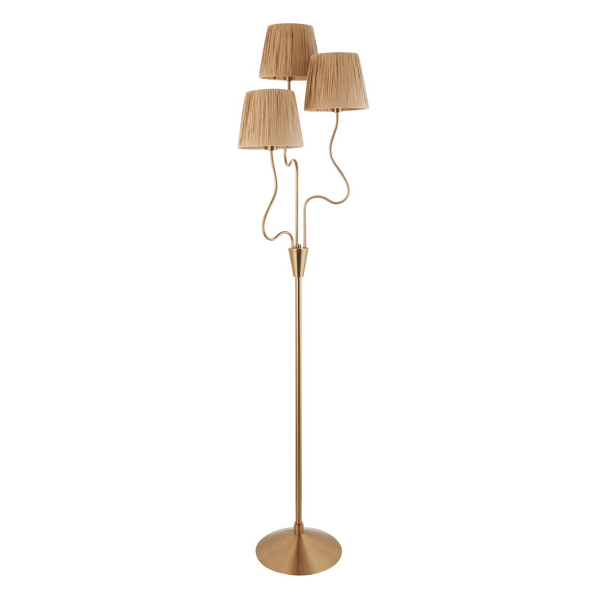 Wriggle 3lt Floor Light - Brushed aged brass - Comet Lighting